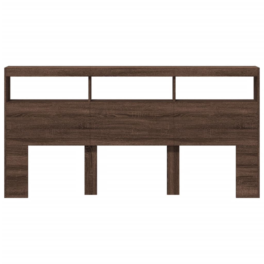 Testiera con Contenitore a LED Rovere Marrone 200x17x102 cm 839223