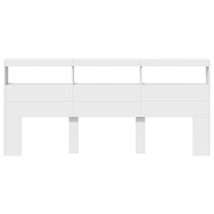 Testiera con Contenitore a LED Bianca 220x17x102 cm 839224