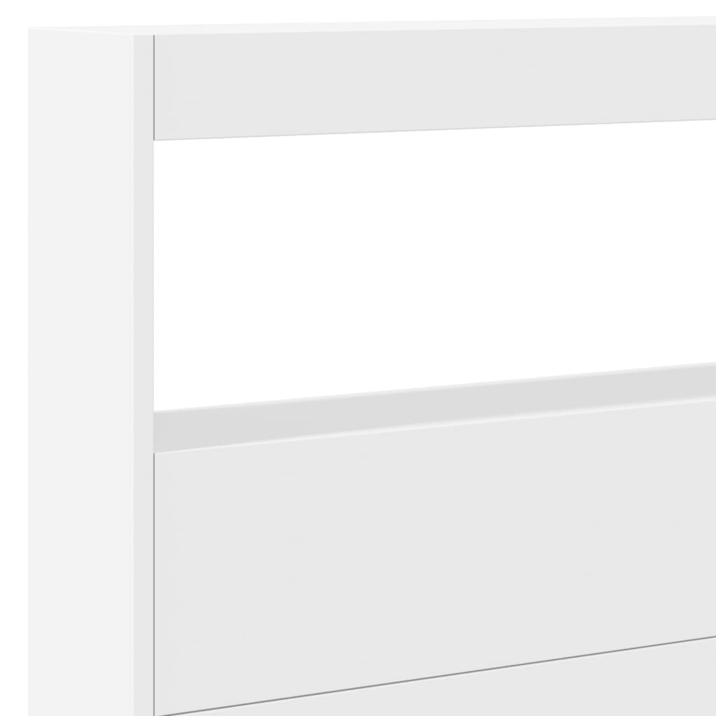 Testiera con Contenitore a LED Bianca 220x17x102 cm 839224