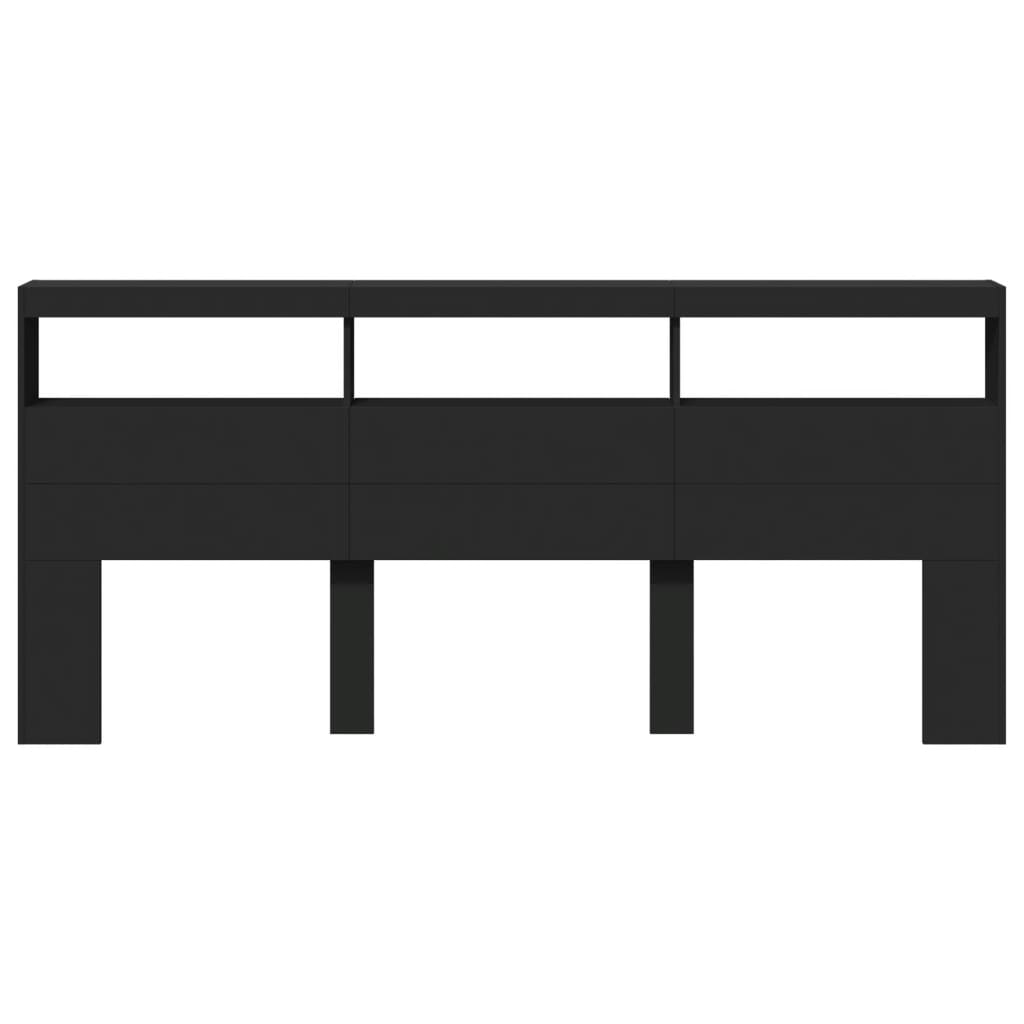 Testiera con Contenitore a LED Nera 220x17x102 cm 839225