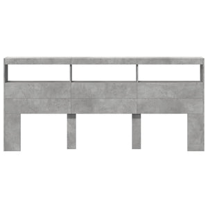 Testiera con Contenitore a LED Grigio Cemento 220x17x102 cm 839227