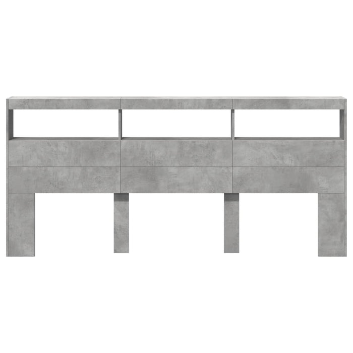 Testiera con Contenitore a LED Grigio Cemento 220x17x102 cm 839227