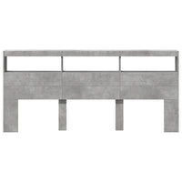 Testiera con Contenitore a LED Grigio Cemento 220x17x102 cm 839227