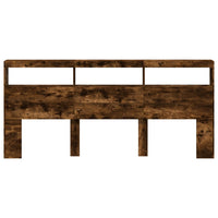 Testiera con Contenitore a LED Rovere Fumo 220x17x102 cm 839228