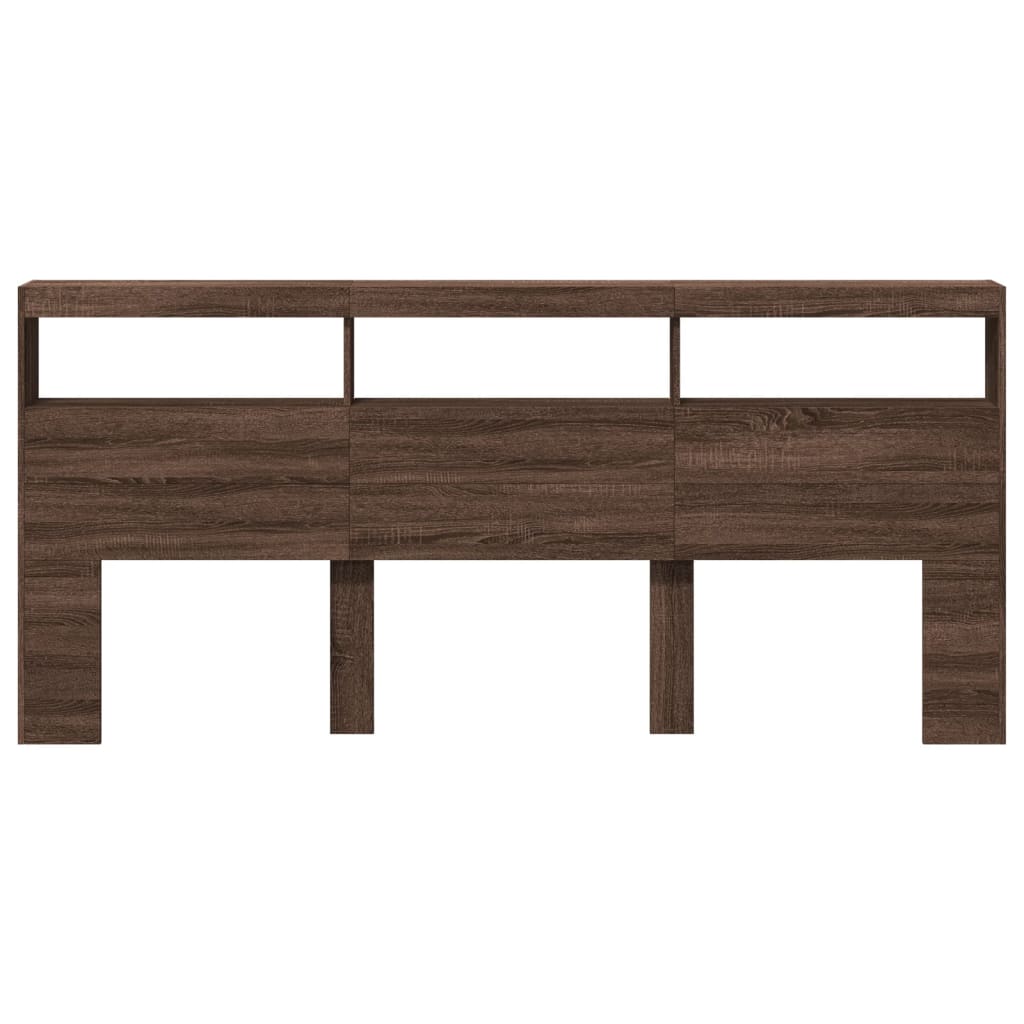 Testiera con Contenitore a LED Rovere Marrone 220x17x102 cm 839230