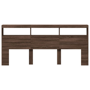 Testiera con Contenitore a LED Rovere Marrone 220x17x102 cm 839230