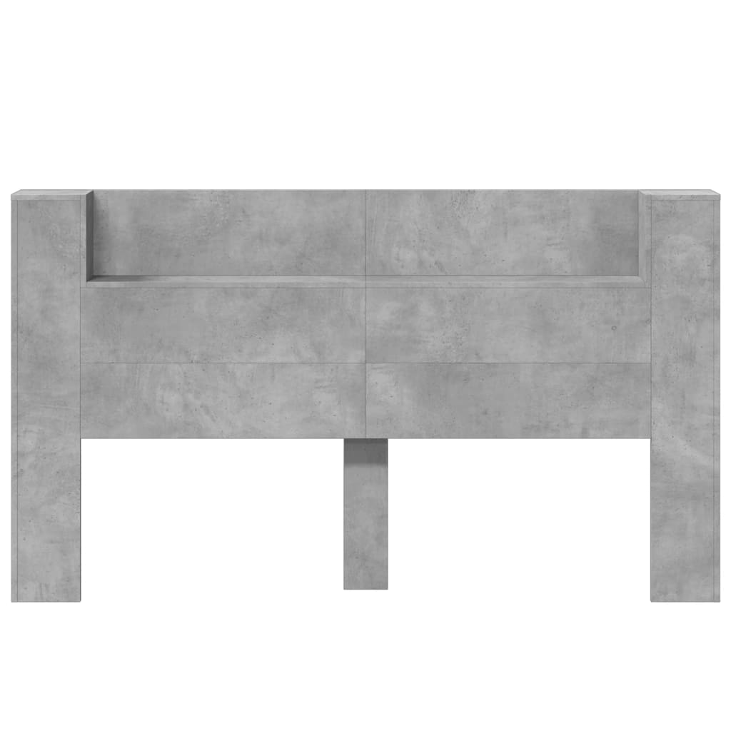 Testiera con Contenitore a LED Grigio Cemento 180x16,5x103,5 cm 839262