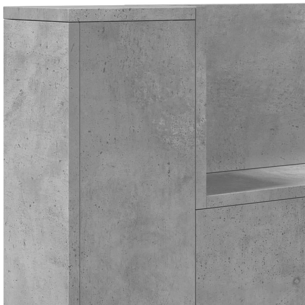 Testiera con Contenitore a LED Grigio Cemento 180x16,5x103,5 cm 839262