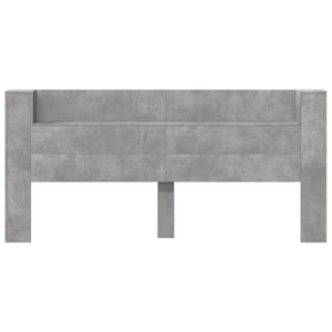 Testiera con Contenitore a LED-Testiera con Ripiani Grigio Cemento 220x16,5x103,5 cm