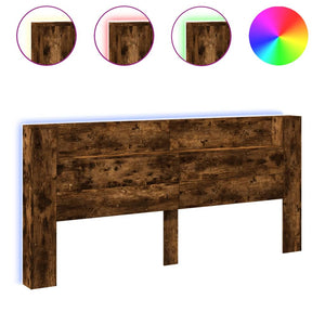 Testiera con Contenitore a LED Rovere Fumo 220x16,5x103,5 cm 839277