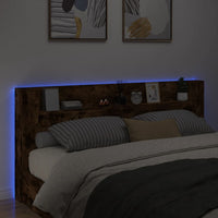 Testiera con Contenitore a LED Rovere Fumo 220x16,5x103,5 cm 839277
