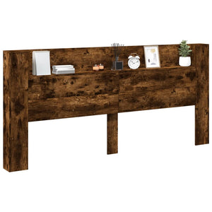 Testiera con Contenitore a LED Rovere Fumo 220x16,5x103,5 cm 839277