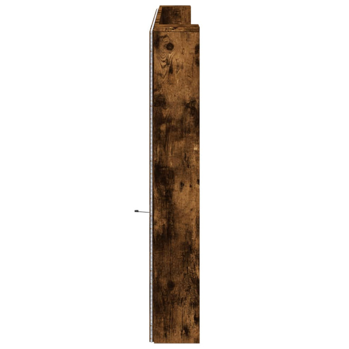 Testiera con Contenitore a LED Rovere Fumo 220x16,5x103,5 cm 839277