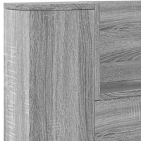 Testiera con Contenitore a LED-Testiera con Ripiani Grigio Sonoma 220x16,5x103,5 cm