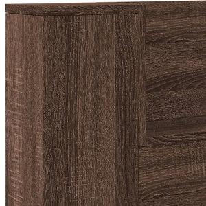 Testiera con Contenitore a LED-Testiera con Ripiani Rovere Marrone 220x16,5x103,5 cm