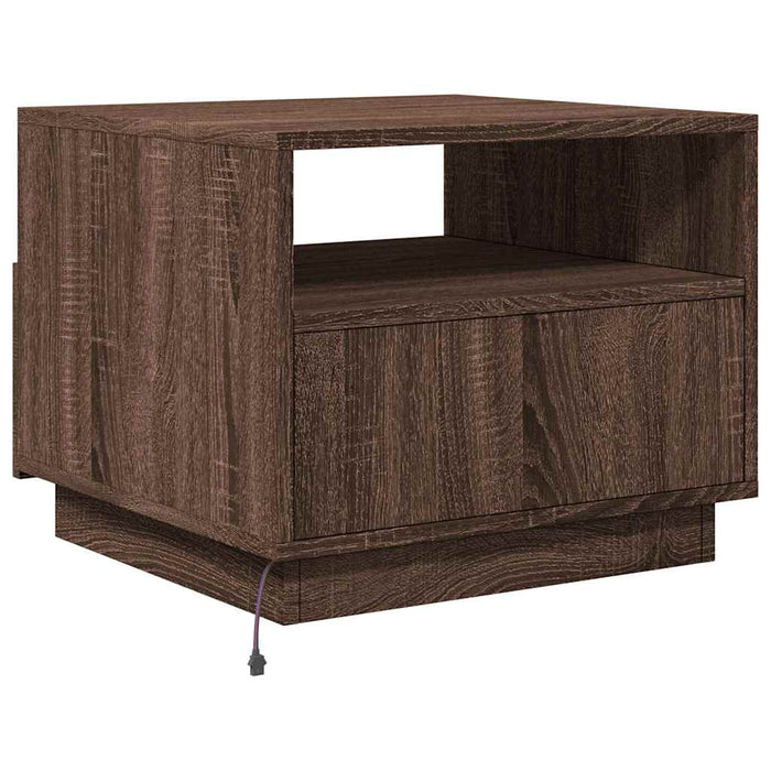 Tavolino da Soggiorno con Luci LED Rovere Marrone 50x49x40 cm 839832