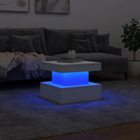 Tavolino da Salotto con Luci LED Bianco 50x50x40 cm 839840