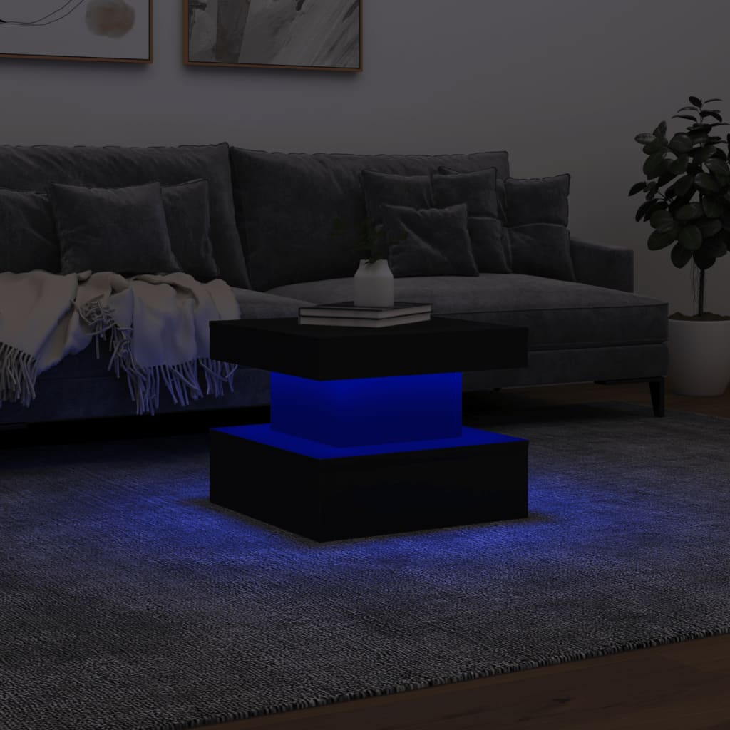 Tavolino da Salotto con Luci LED Nero 50x50x40 cm 839841