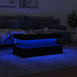 Tavolino da Soggiorno con Luci LED Nero 90x50x40 cm 839848