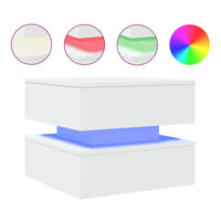 Tavolino da Salotto con Luci LED-Tavolino da soggiorno Bianco 50x50x40 cm