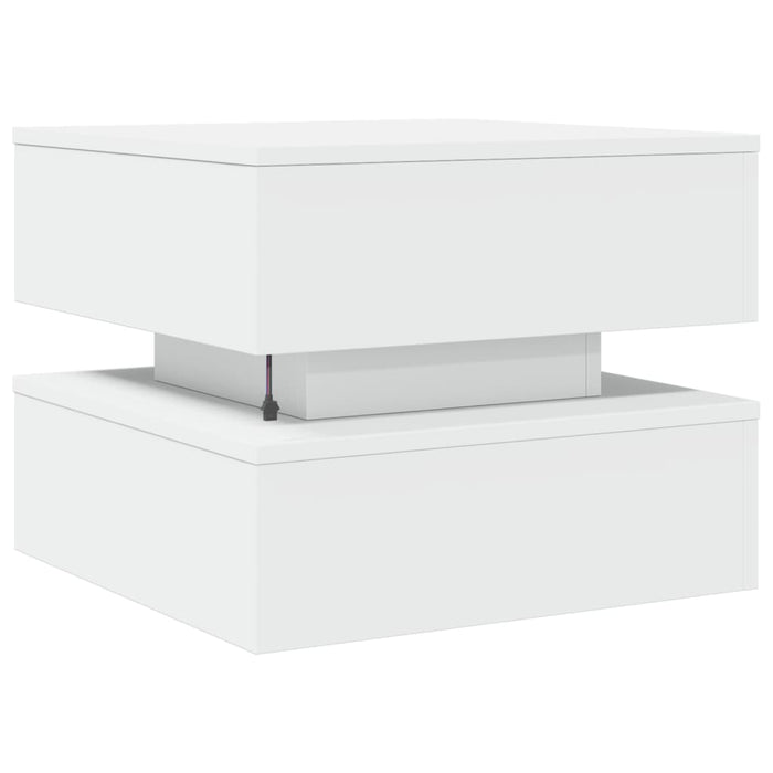 Tavolino da Salotto con Luci LED Bianco 50x50x40 cm 839854
