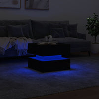 Tavolino da Salotto con Luci LED-Tavolino da soggiorno Nero 50x50x40 cm 901758