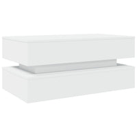 Tavolino da Soggiorno con Luci LED Bianco 90x50x40 cm 839861