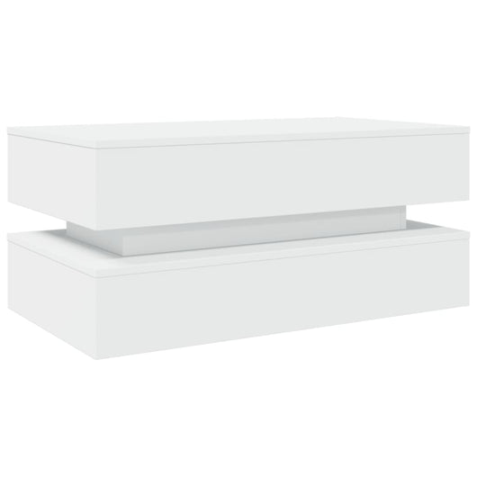 Tavolino da Soggiorno-Tavolino da Salotto con Luci LED Bianco 90x50x40 cm 315544