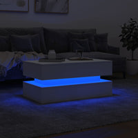 Tavolino da Soggiorno con Luci LED Bianco 90x50x40 cm 839861