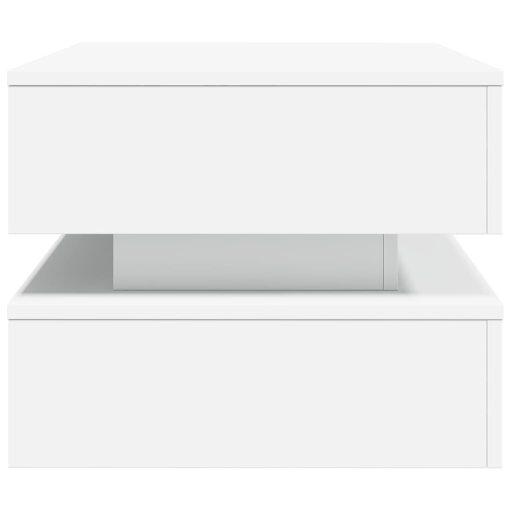 Tavolino da Soggiorno con Luci LED Bianco 90x50x40 cm 839861