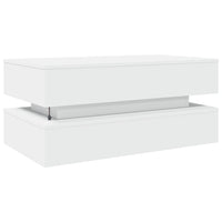 Tavolino da Soggiorno con Luci LED Bianco 90x50x40 cm 839861