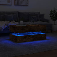Tavolino da Soggiorno-Tavolino da Salotto con Luci LED Rovere Fumo 90x50x40 cm