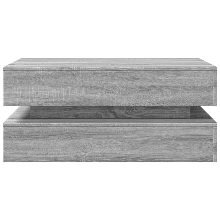 Tavolino da Soggiorno con Luci LED Grigio Sonoma 90x50x40 cm 839866