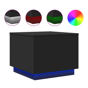 Tavolino da Salotto con Luci LED Nero 50x50x40 cm 839869