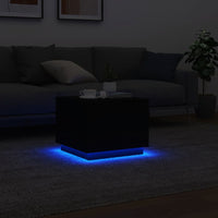 Tavolino da Salotto con Luci LED Nero 50x50x40 cm 839869