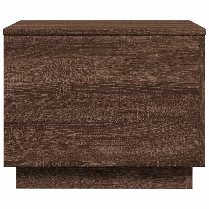 Tavolino da Salotto con Luci LED Rovere Marrone 50x50x40 cm