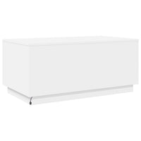 Tavolino da Soggiorno con Luci LED Bianco 90x50x40 cm 839875