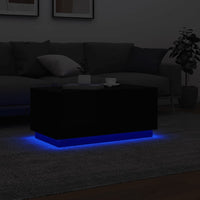 Tavolino da Soggiorno con Luci LED Nero 90x50x40 cm 839876