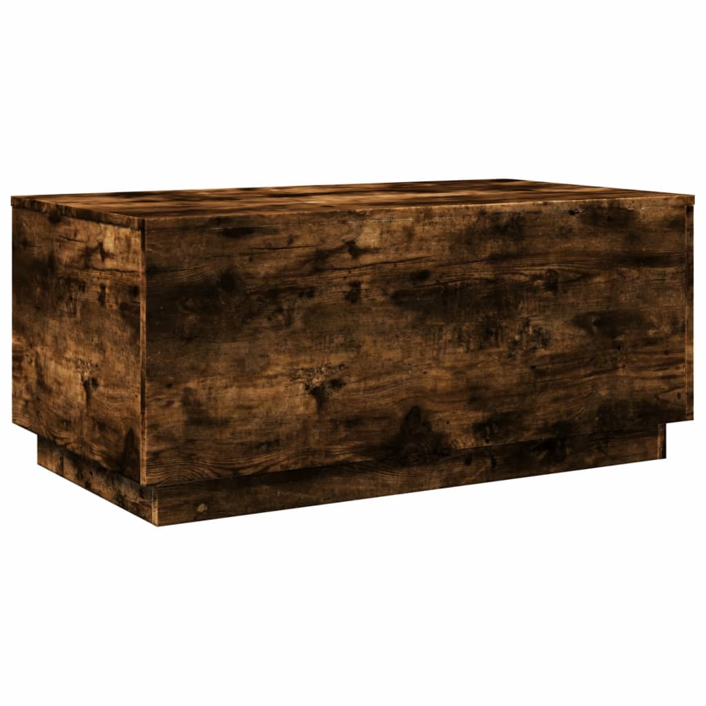 Tavolino da Soggiorno con Luci LED Rovere Fumo 90x50x40 cmcod mxl 113317