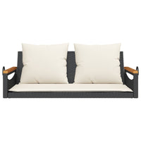Panchina a Dondolo con Cuscini Nera 109x62x40 cm in Polyrattan 368146