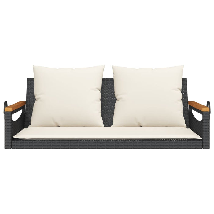 Panchina a Dondolo con Cuscini Nera 109x62x40 cm in Polyrattan 368146