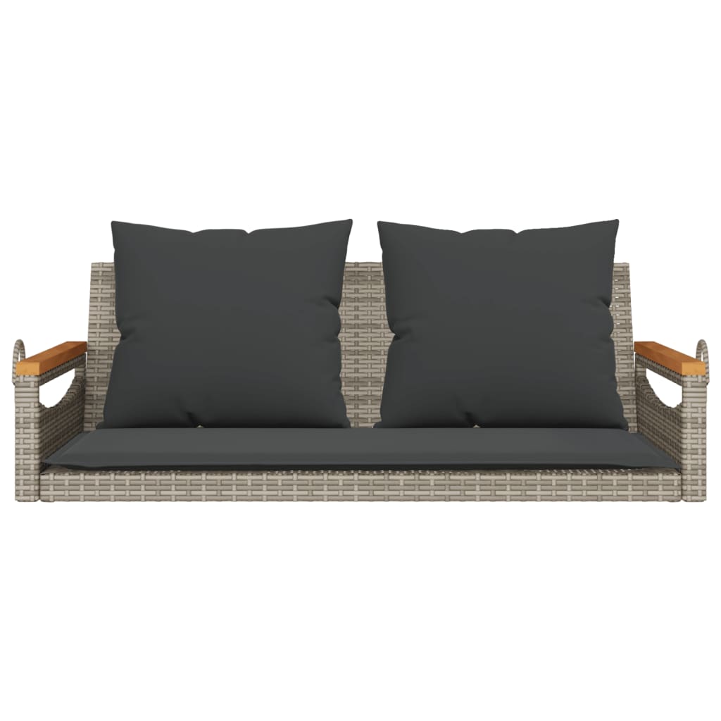 Panchina Dondolo con Cuscini Grigia 109x62x40 cm in Polyrattan 368147