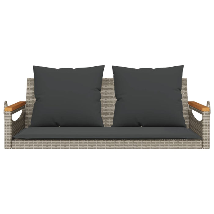 Panchina Dondolo con Cuscini Grigia 109x62x40 cm in Polyrattan 368147