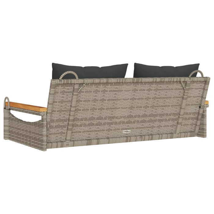 Panchina Dondolo con Cuscini Grigia 109x62x40 cm in Polyrattan 368147