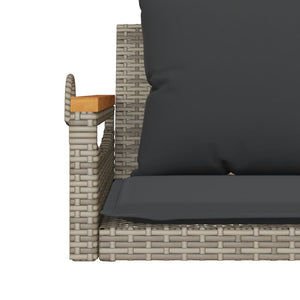 Panchina Dondolo con Cuscini Grigia 109x62x40 cm in Polyrattan 368147