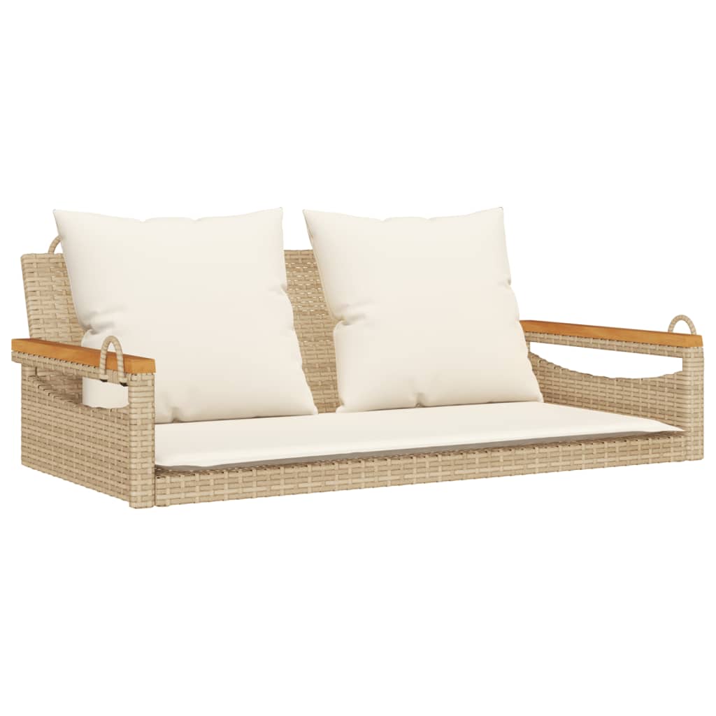 Panchina a Dondolo con Cuscini Beige 109x62x40 cm in Polyrattan 368148