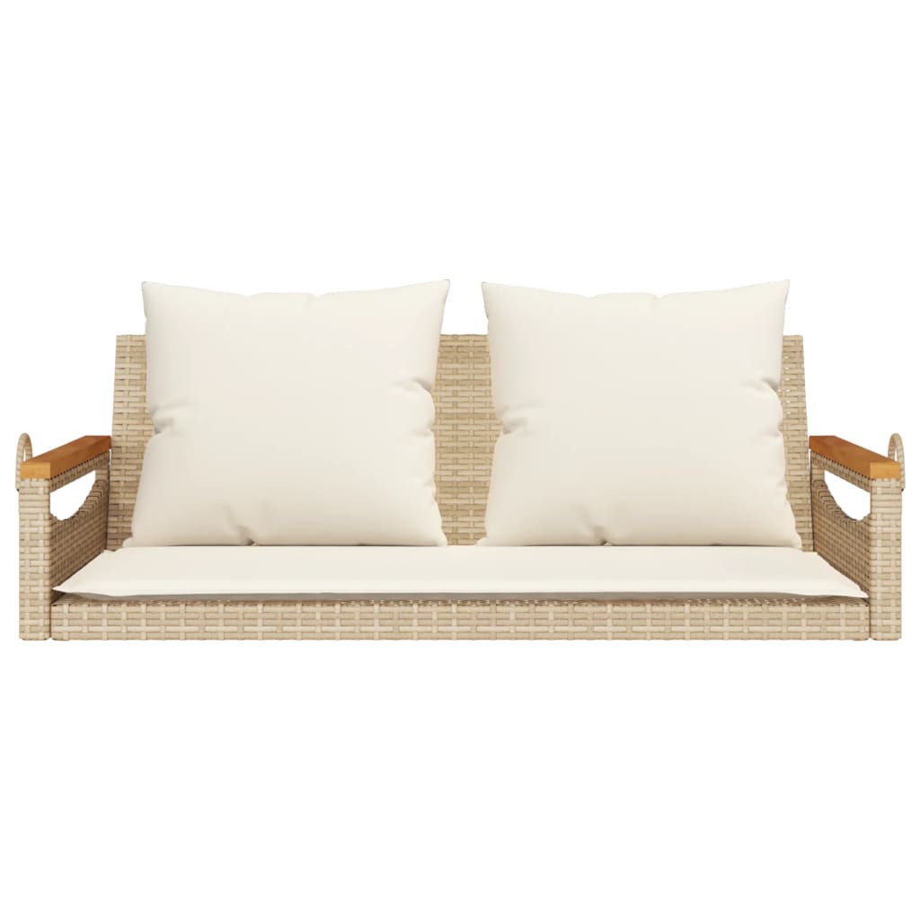 Panchina a Dondolo con Cuscini Beige 109x62x40 cm in Polyrattan 368148