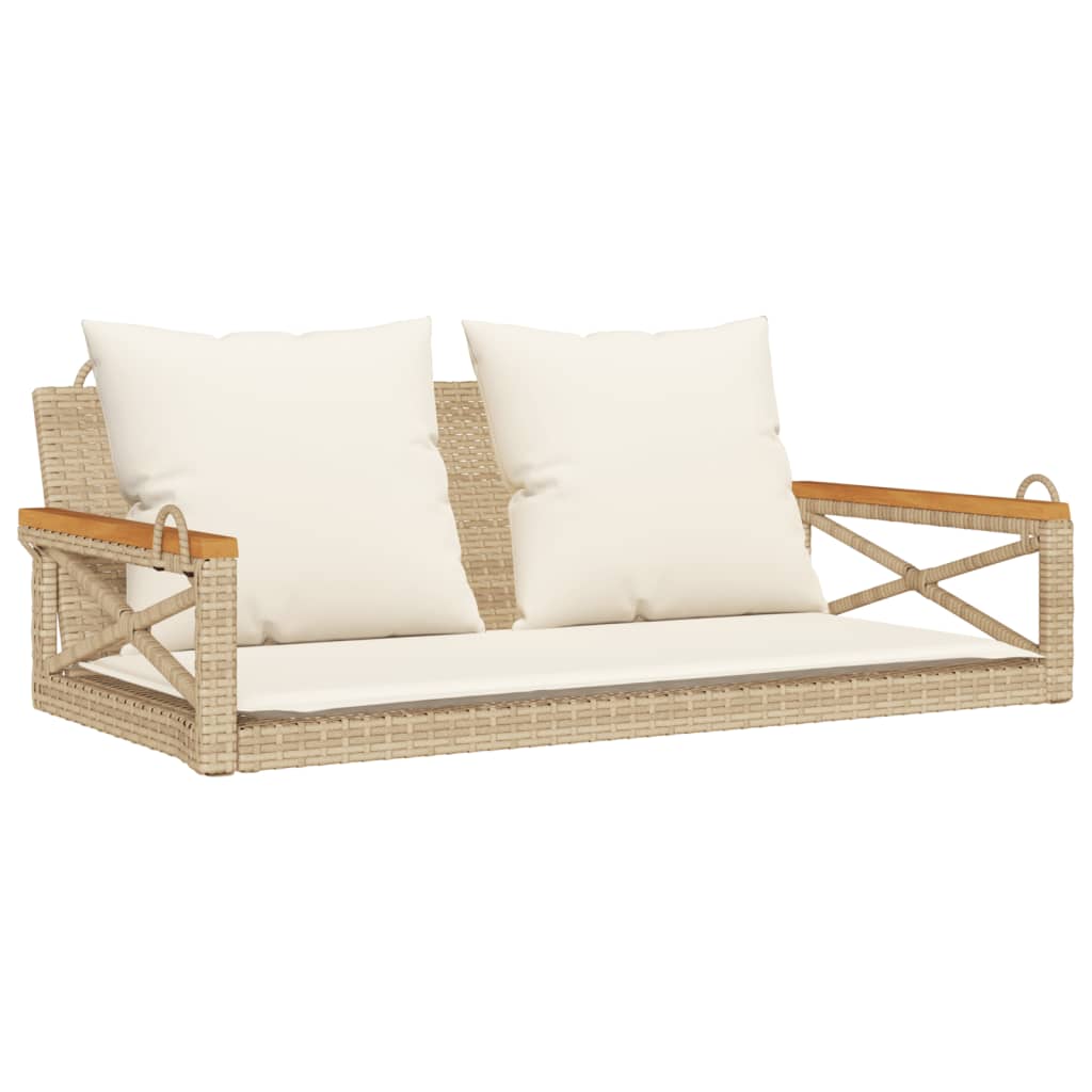 Panchina a Dondolo con Cuscini Beige 109x62x40 cm in Polyrattan 368157