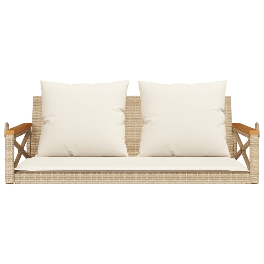 Panchina a Dondolo con Cuscini Beige 109x62x40 cm in Polyrattan 368157