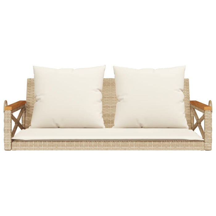 Panchina a Dondolo con Cuscini Beige 109x62x40 cm in Polyrattan 368157